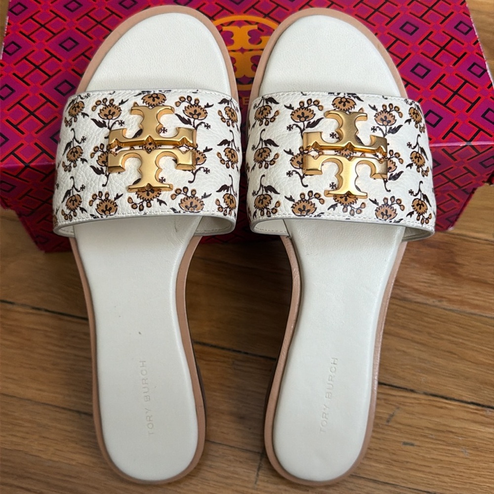Tory Burch Everly Floral Slide Sandals Size 7.5